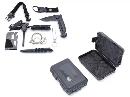 Набор для выживания в лесу "ABI-110415" фонарь, нож, ручка, огниво, пила, свисток, компас, кейс