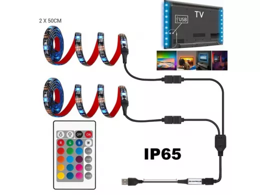 "ABBIKUS-126181" RGB светодиодная лента 2*0.5м, штекер USB, пульт управления