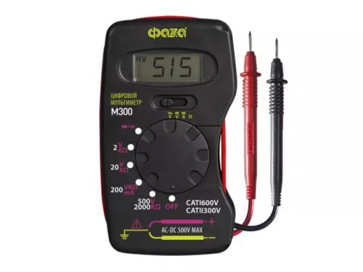 Мультиметр цифровой М300 компактный "карманный", отсек для щупов "ABI-16174"