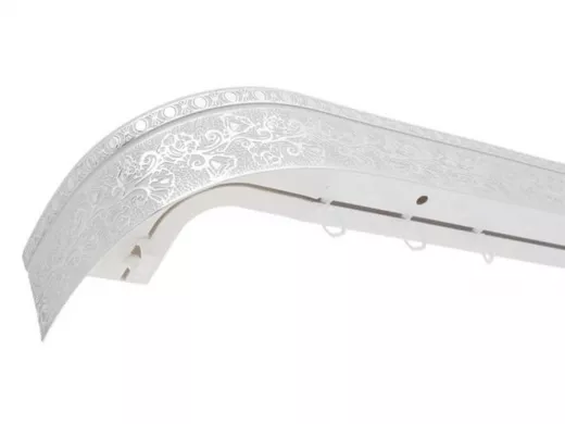 250см карниз КРУЖЕВО СЕРЕБРО БЕЛЫЙ 2х рядный с декор. планкой 70мм в инд. упаковке. ультракомпакт