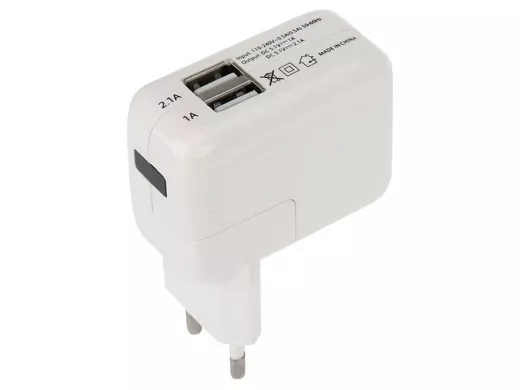 Зарядное устройство с 2-мя USB  REXANT 5 Вольт 1A+2,1A USB переходник + адаптер (СЗУ) (блок питания)