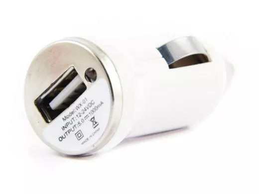 Автомобильный адаптер 500 мА, 1 USB, без провода, белый, Цветной пакет с EAN