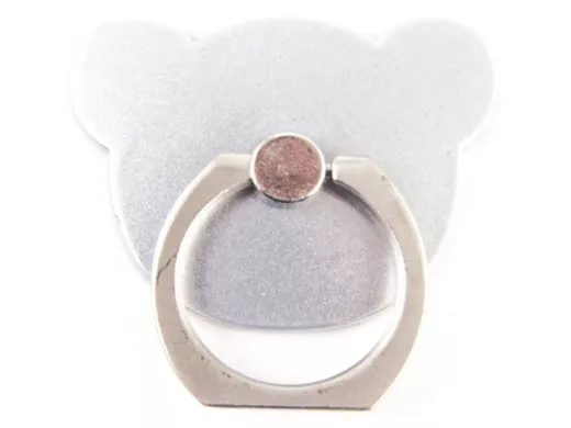 Подставка  для смартфона мини, универсальный,  "Кольцо-Мишка", квадрат, серебристый