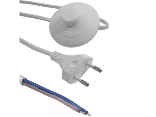 Сетевой шнур с выключателем для бра 2.5 метра 2x0.75мм "ABI 196304" белый