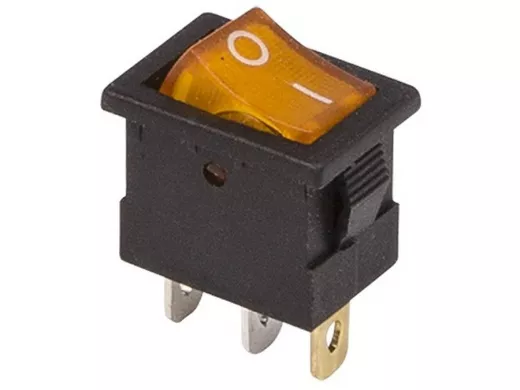 Выключатель клавишный 12V 15А (3с) ON-OFF желтый  с подсветкой  Mini  REXANT