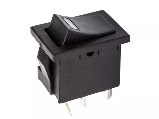 Выключатель клавишный 12V 15А (3с) ON-OFF черный  с подсветкой  Mini  REXANT