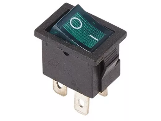 Выключатель клавишный 250V 6А (4с) ON-OFF зеленый  с подсветкой  Mini  REXANT