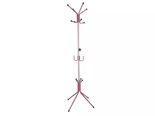 Вешалка напольная "VENAP-3 ZABAVA" БЕЛЫЙ/РОЗОВЫЙ, разборная 8 крючков сверху и 2 крючка под сумки