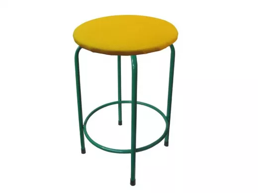 Табурет с подставкой для ног и полкой "TABURETTO-20334" круглое сиденье, зелёный, жёлтый, ткань