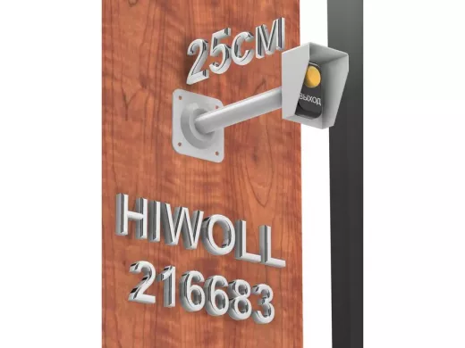 Стальной защитный козырек для кнопок выхода с вылетом от стены 25см 