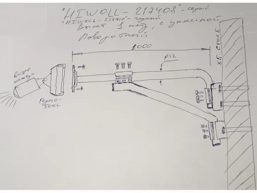 Кронштейн поворотный "КАМЕРАКРЕП-217410" на столб для камеры, вылет 100см, с укосиной,черный, сталь