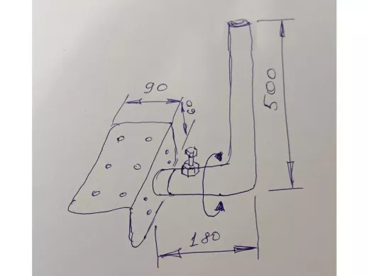Кронштейн антенный на торец крыши, поворотный, вверх 50 см, 9х15см "ТОРЕЦКРЕП-217487" серый, 32мм
