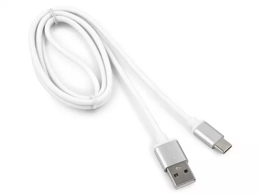 Шнур USB / Type-C Cablexpert CC-S-USBC01W-1M, AM/Type-C, серия Silver, длина 1м, белый, блистер,2,0