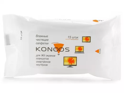 KSN-15 Чист. салф. Konoos для ЖК-экранов ноутбуков, смартфонов, КПК, покетпак 15 шт. KSN-15