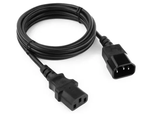 Кабель питания 1,8м сист.блок-монитор Cablexpert PC-189-VDE, C13-C14, VDE, 10А, черный с заземлением