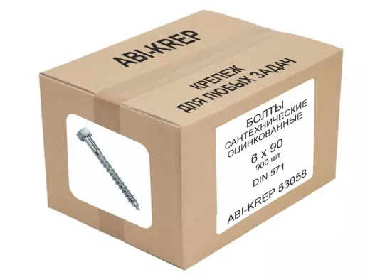Болты сантехнические оцинкованные  6х 90 DIN 571 (  1шт) "ABI-KREP 53058" Глухарь, 16г