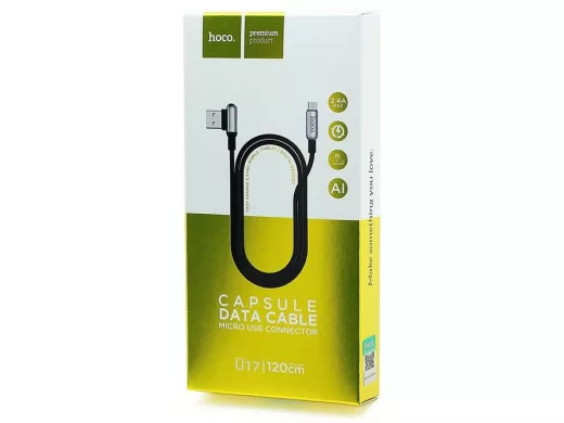Кабель микро USB (AM/microBM)  HOCO U17 Premium   (120см), чёрный