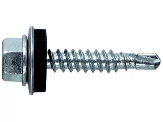 Саморезы 6,3х 25 кровельные, сверло, цинк, с шайбой, к металлическим профилям (2800шт) ск6325  7,111