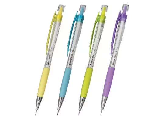 Карандаш механический "BR-75671" "Elegant", корпус ассорти, резиновый держатель, ластик, 0,5мм