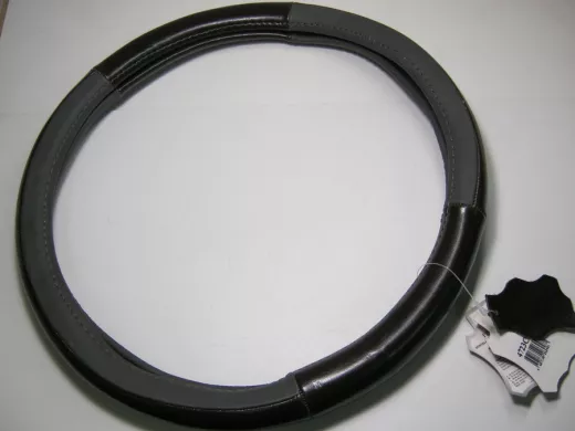 Оплетка на руль 38 см. M 4723C кожа коричневая+кожа темно серая "гладкая"