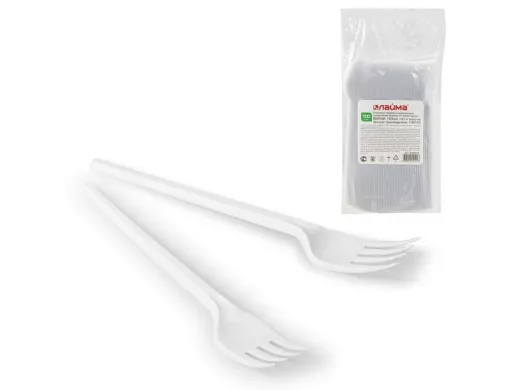 Одноразовые вилки 165мм, КОМПЛЕКТ 100шт., ЭТАЛОН, пластиковые "BR-80411"
