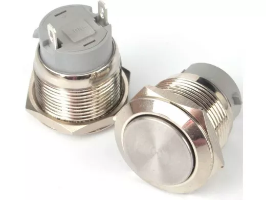 Кнопка с фиксациией, металл 19мм.